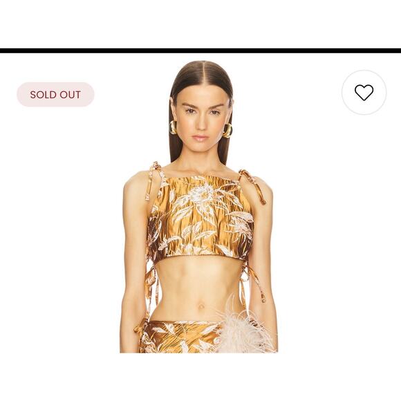 New! Milkwhite Revolve Cropped Open Back Top Burnt Orange Floral Womens Small - Picture 1 of 10
